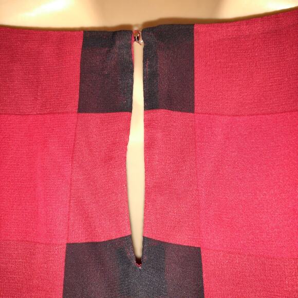 Ralph Lauren CHAPS Dress Red & Black LUMBERJACK Chiffon Checkered Career Sz 8 - Picture 6 of 12